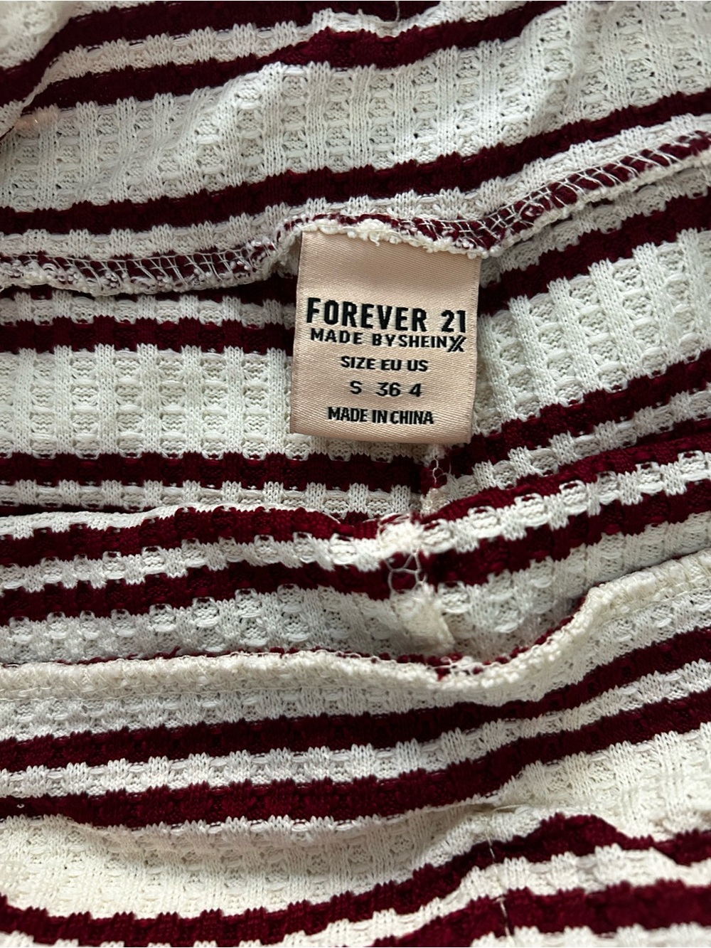 Forever 21 Cream & Maroon Striped Knit Bike Shorts - Picture 3 of 3